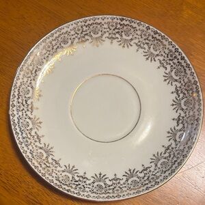 PMR Bavaria Jaeger and co Intricate Gold and White Dinnerware Saucer. Germany